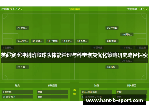 英超赛季冲刺阶段球队体能管理与科学恢复优化策略研究路径探索
